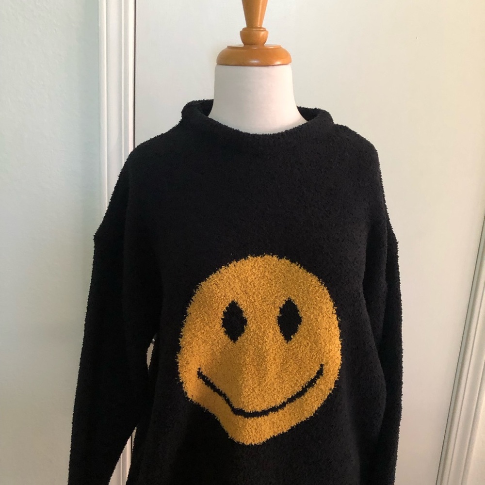 Black Smiley Face Sweater